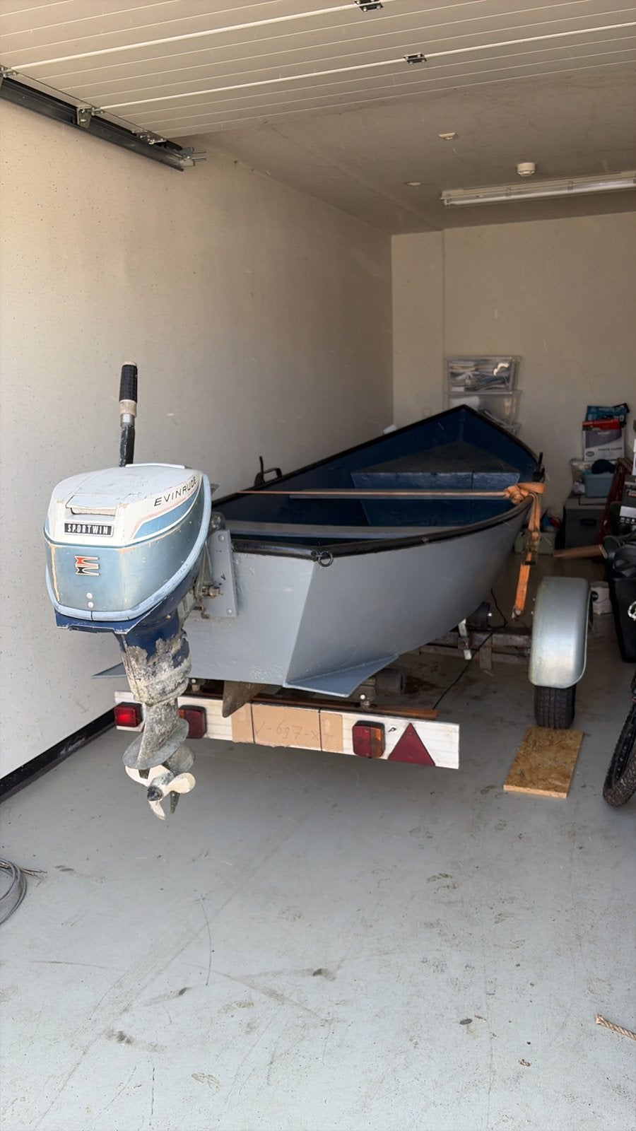 Stalen sloepje met trailer en motor, Watersport en Boten, Sloepen, Ophalen, Gebruikt, Staal, Trailer