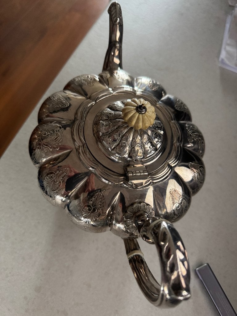 Verzilverde Theepot, Antiek en Kunst, Antiek | Goud en Zilver, Ophalen of Verzenden, Zilver