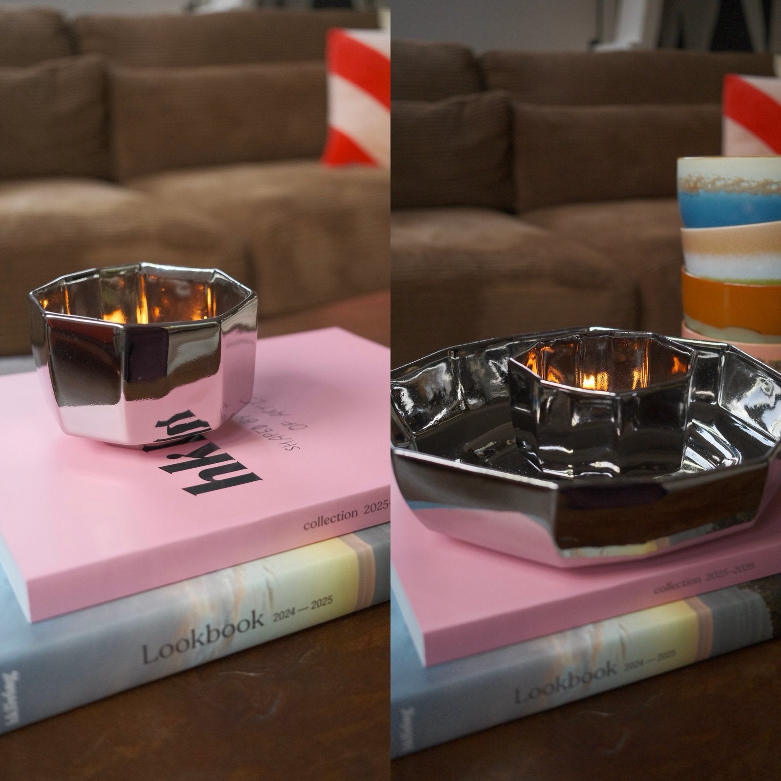 Set van 2 HKliving Chrome kommen/schalen - Zilver (Nieuw), Ophalen, Overige merken, Overige typen, Nieuw