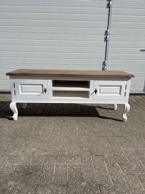 Nieuwe Queen Ann Tv-meubel 160cm Massief Teak bladwhite-wash, Ophalen of Verzenden, Nieuw, Tv-meubel  Queen Ann 160cm Massief Teak blad & white-wash