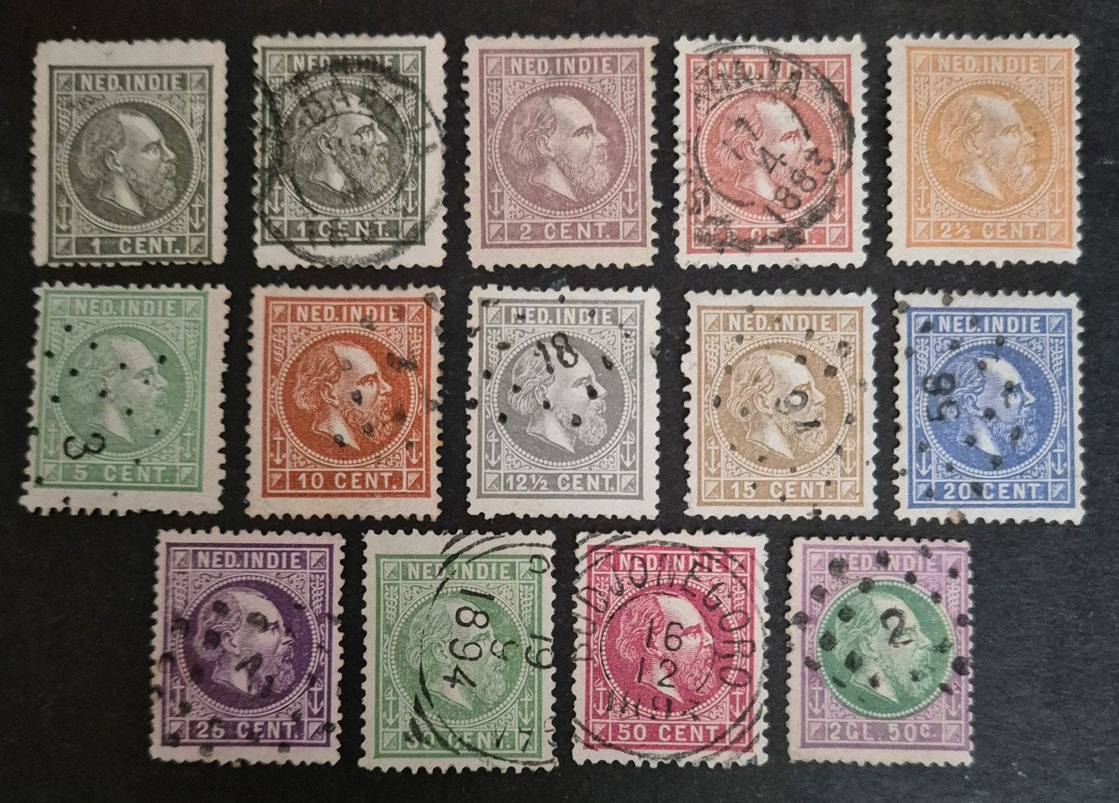 NVPH 3-16 Koning Willem III., Ophalen of Verzenden, Gestempeld, Nederlands-Indië