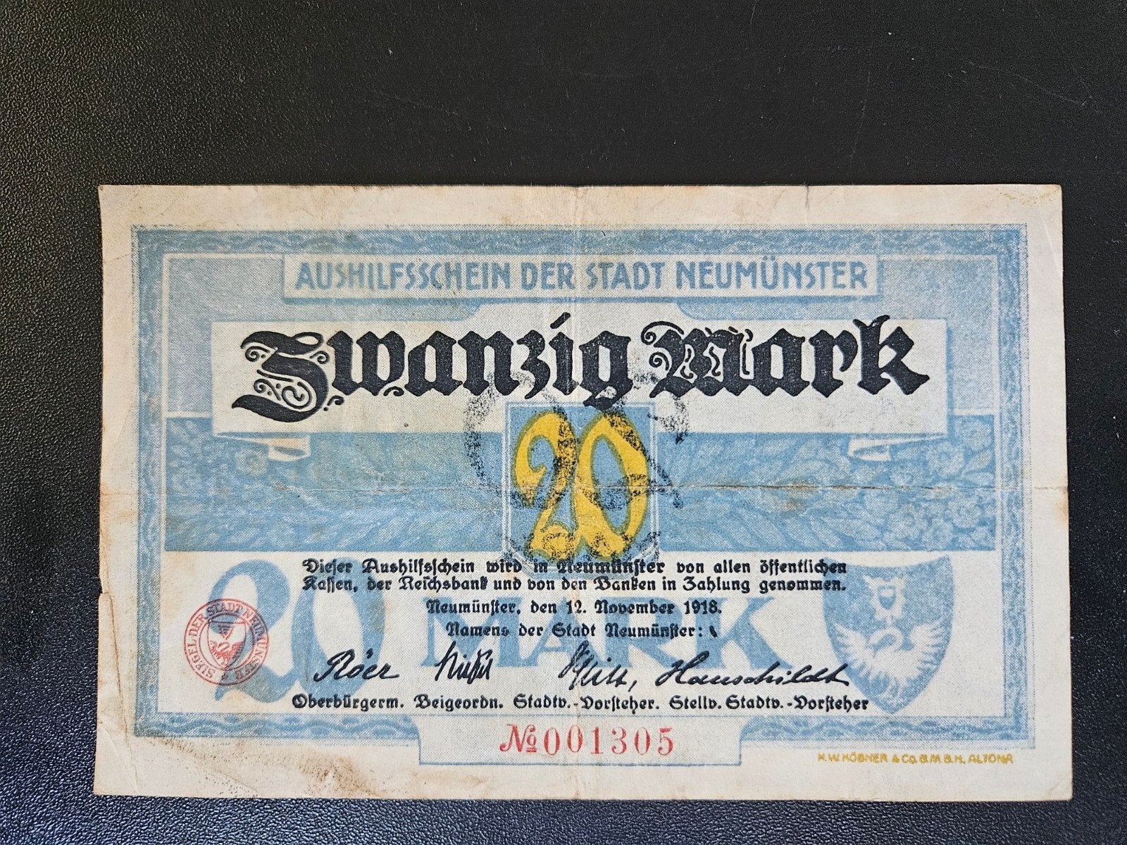 Duitsland NEUMÜNSTER Schleswig-Holstein 1918, Postzegels en Munten, Bankbiljetten | Europa | Niet-Eurobiljetten, Ophalen of Verzenden