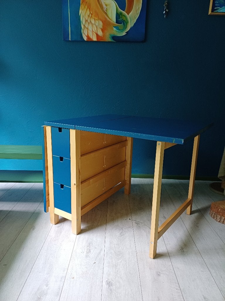 verlengbare tafel met 6 stevige lades, ikea, Ophalen, Gebruikt, 50 tot 100 cm, 150 tot 200 cm