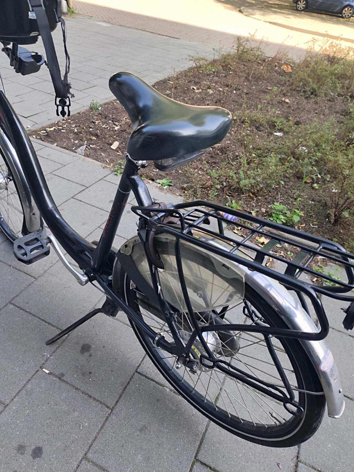 Sparta damesfiets met kinderzitje en windscherm, Ophalen, Terugtraprem, Sparta, Versnellingen