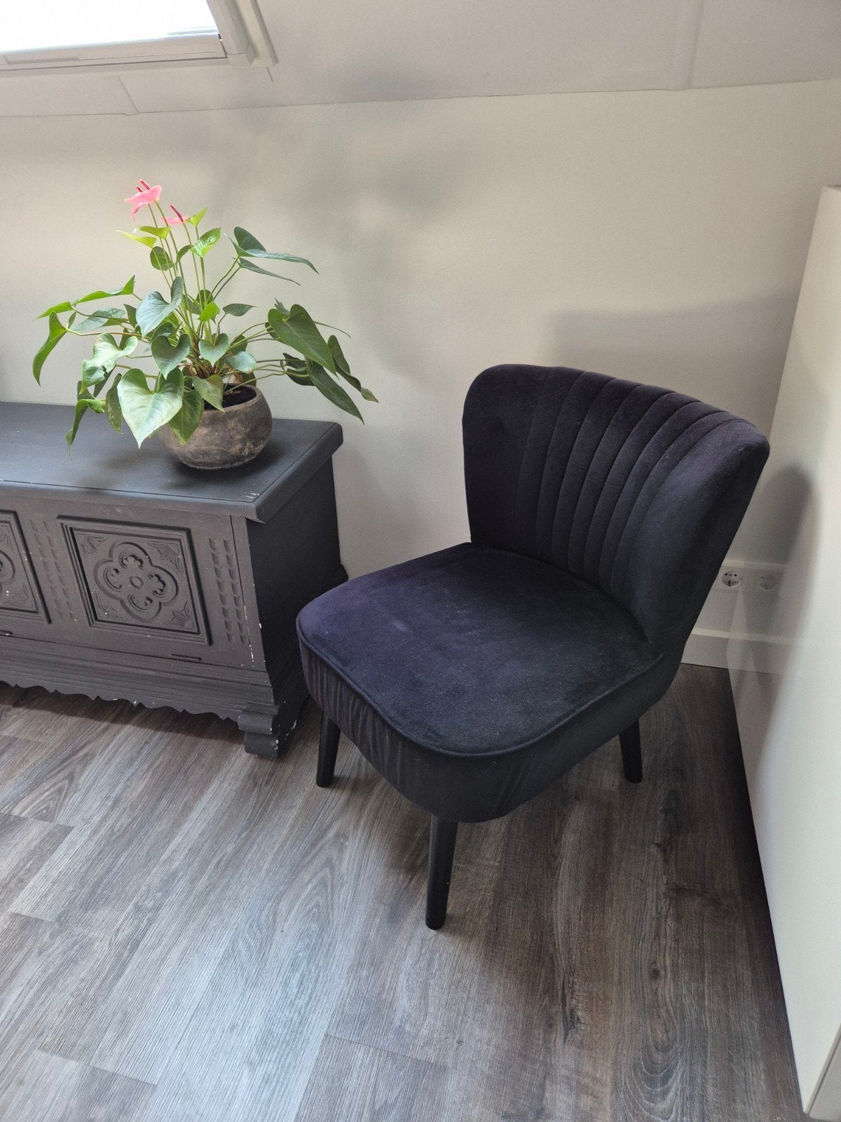 Lifa Living Fauteuil Sofia - Zwart Fluweel Lounge Stoel, Ophalen, Vintage, Luxe, Zo goed als nieuw, Stof