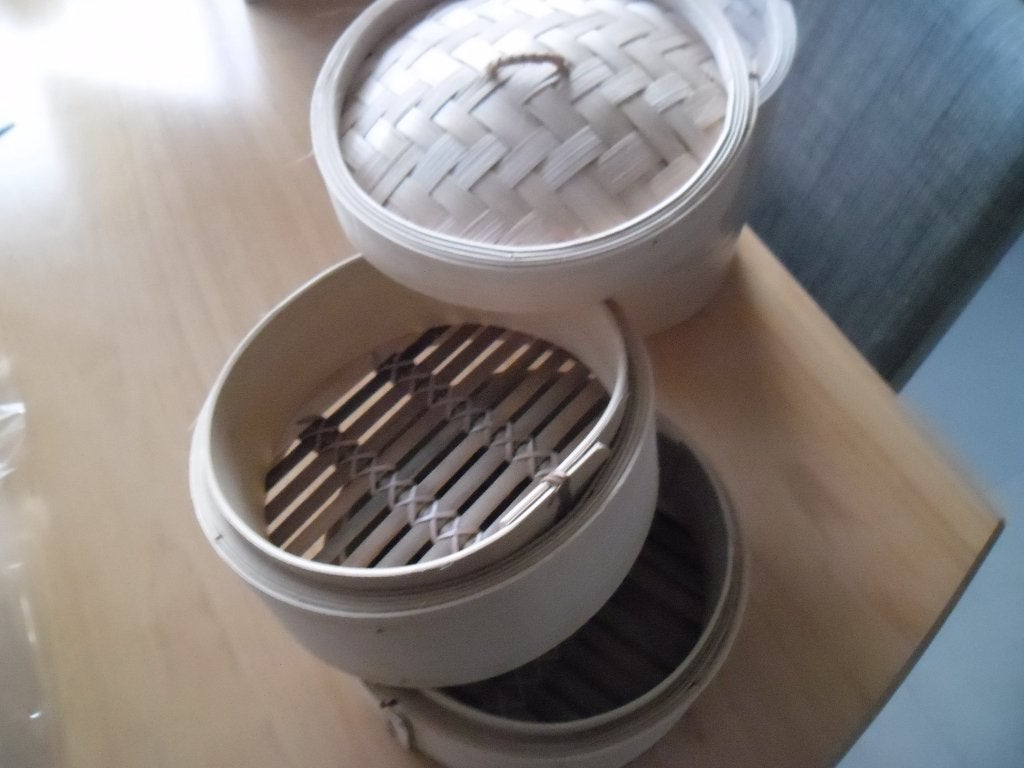 Bamboe stoommandje - 2 lagen met deksel, Beige, Overige typen, Nieuw, Ophalen of Verzenden
