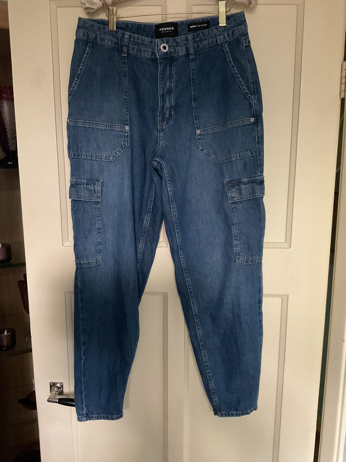 HELE FIJNE IZGS MARA HIGH WAIST ROSNER CARGO JEANS MT 38/28, Blauw, Ophalen of Verzenden, Zo goed als nieuw, W30 - W32 (confectie 38/40)
