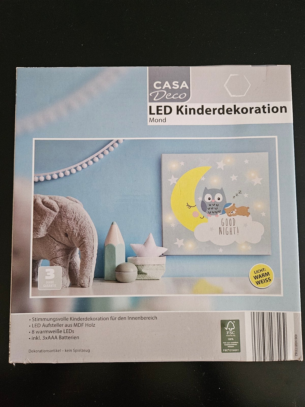 Casa Deco LED Kinderdecoratie - Maan met Uil (Warm Wit), Ophalen of Verzenden, Nieuw, Wanddecoratie