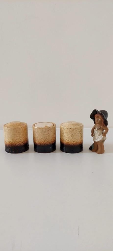 Vintage 3 Iden rye pottery zout peper mosterd stel jaren 70, Eu, Overige typen, Eu, Ophalen of Verzenden