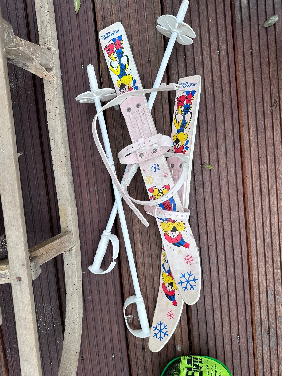 Vintage kinder ski set met stokken - EPM Sports, Overige merken, Gebruikt, Ophalen of Verzenden, Skiën