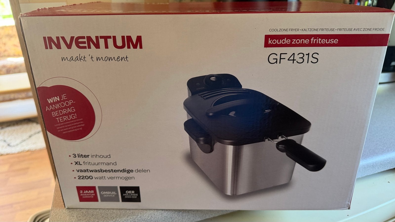 Inventum GF431S Koude Zone Friteuse - 3L Inhoud, 2 tot 3 liter, Ophalen, Nieuw, Uitneembare binnenpan