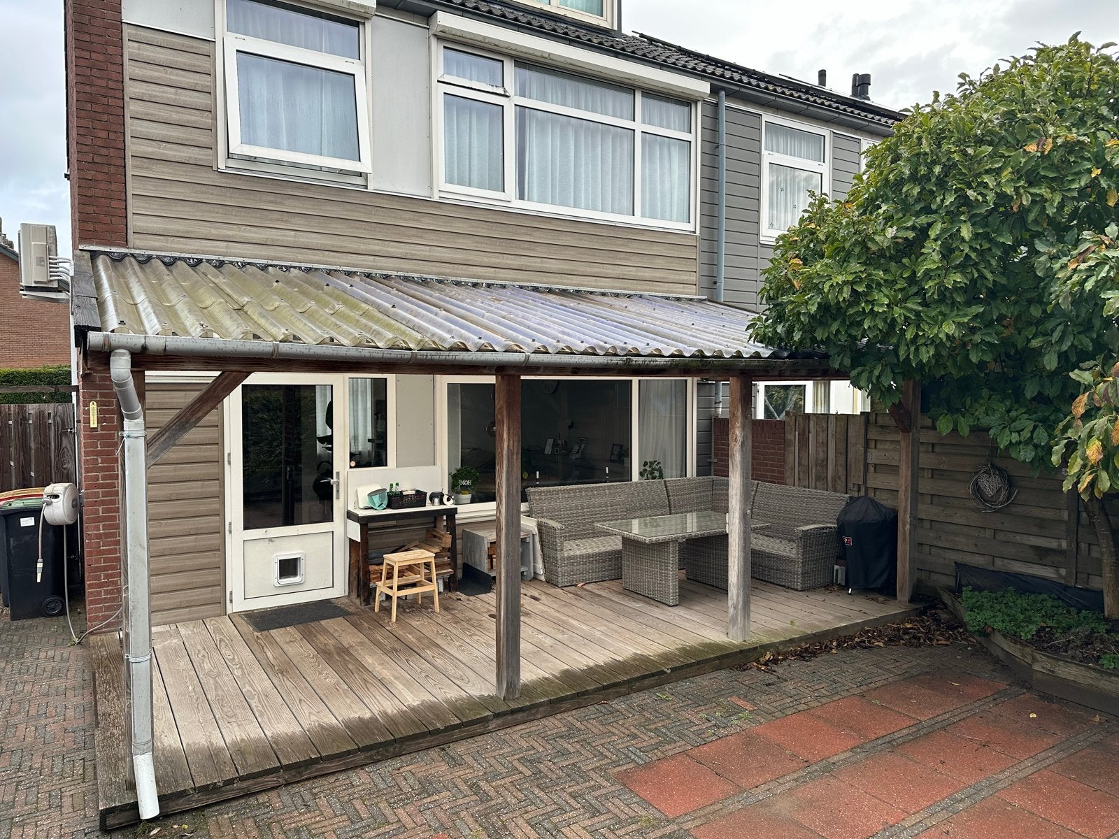 Houten overkapping met transparant dak, Tuin en Terras, Ophalen, Gebruikt, Overige typen