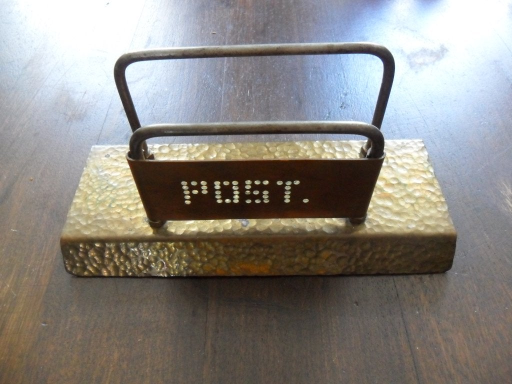 Vintage messing brievenhouder, Antiek en Kunst, Ophalen of Verzenden