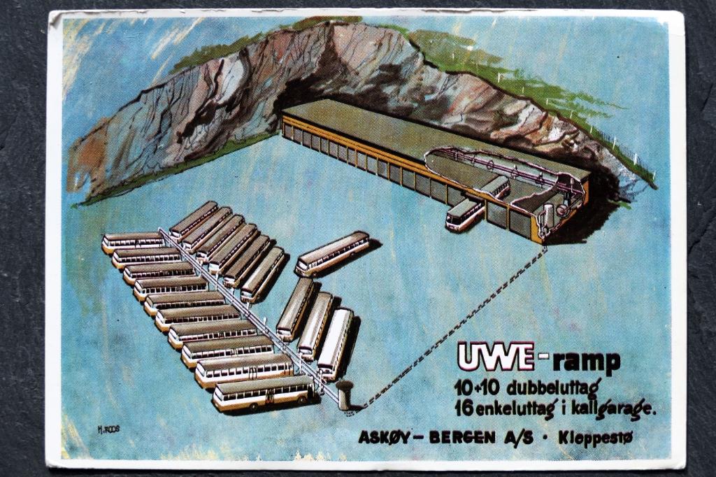 Reclame UWE-ramp, busremise, Bergen, H. Roos, Verzenden, 1940 tot 1960, Ongelopen, Voertuig