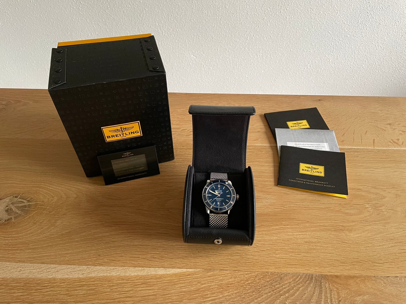 Breitling Superocean Heritage 46 full set top staat, Staal, Breitling, Polshorloge, Ophalen of Verzenden