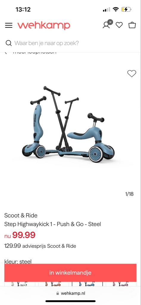 Scoot & Ride Highwaykick 1 - Push & Go - Steel, Ophalen of Verzenden, Nieuw, Gewone step