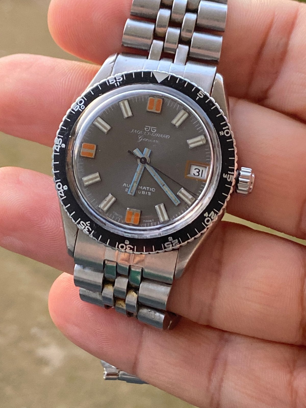 Jaquet Girard Geneve Skindiver Automatic ‘70, Overige merken, Staal, Gebruikt, Staal
