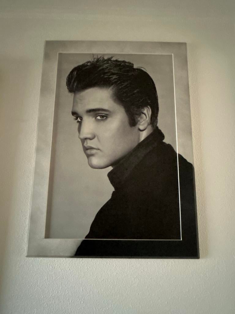 Schilderij Elvis Presley 100x75cm - Zwart-wit portret, Ophalen