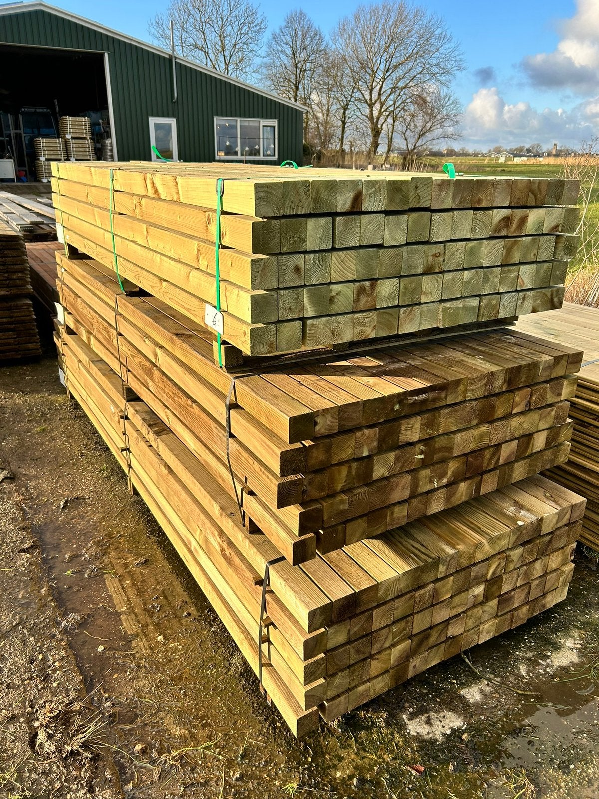 Geimpregneerde geschaafde paal 68x68 mm, Palen, Nieuw, Ophalen of Verzenden, Hardhout