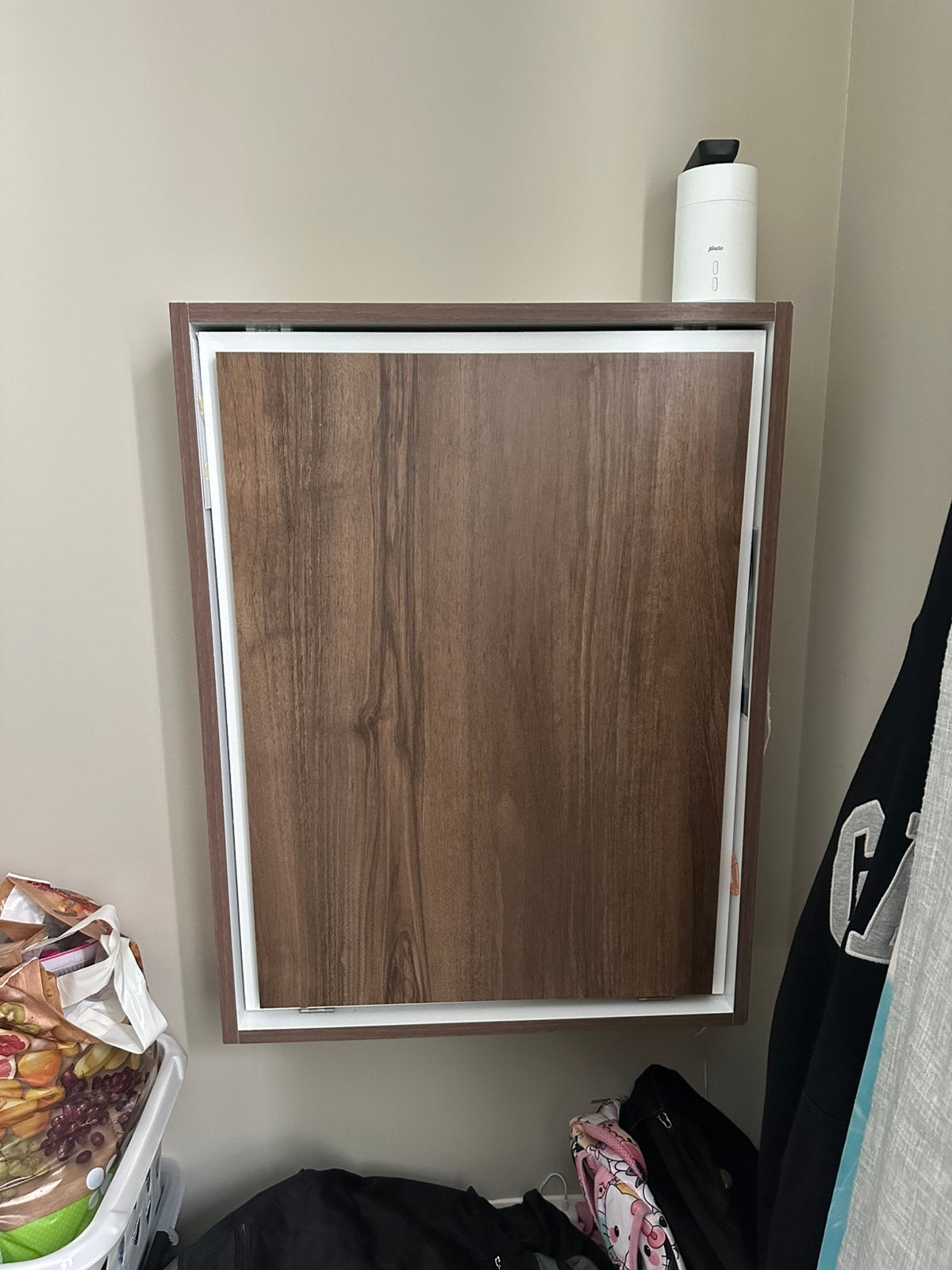 Bureau opklapbaar in muur magicbox walnootkleur, Ophalen, Zo goed als nieuw, Minder dan 100 cm, Rechthoekig