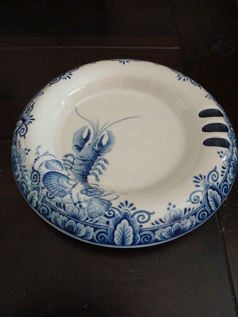 Delftsblauw bord en visschaal Haring & Zeevisgroothandel, Ophalen of Verzenden
