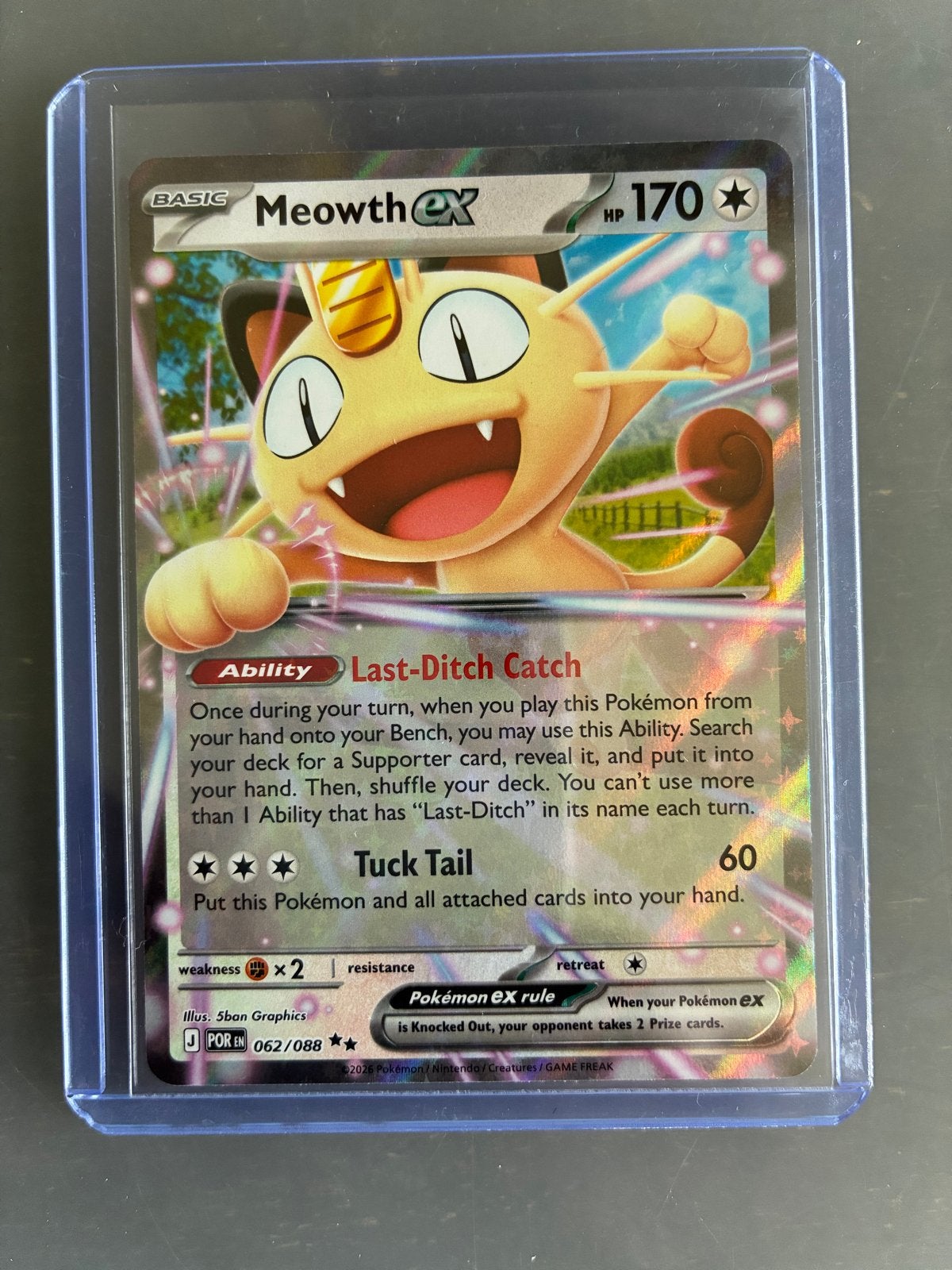Meowth ex 062/088 - Pokémon kaart, Ophalen, Zo goed als nieuw, Losse kaart