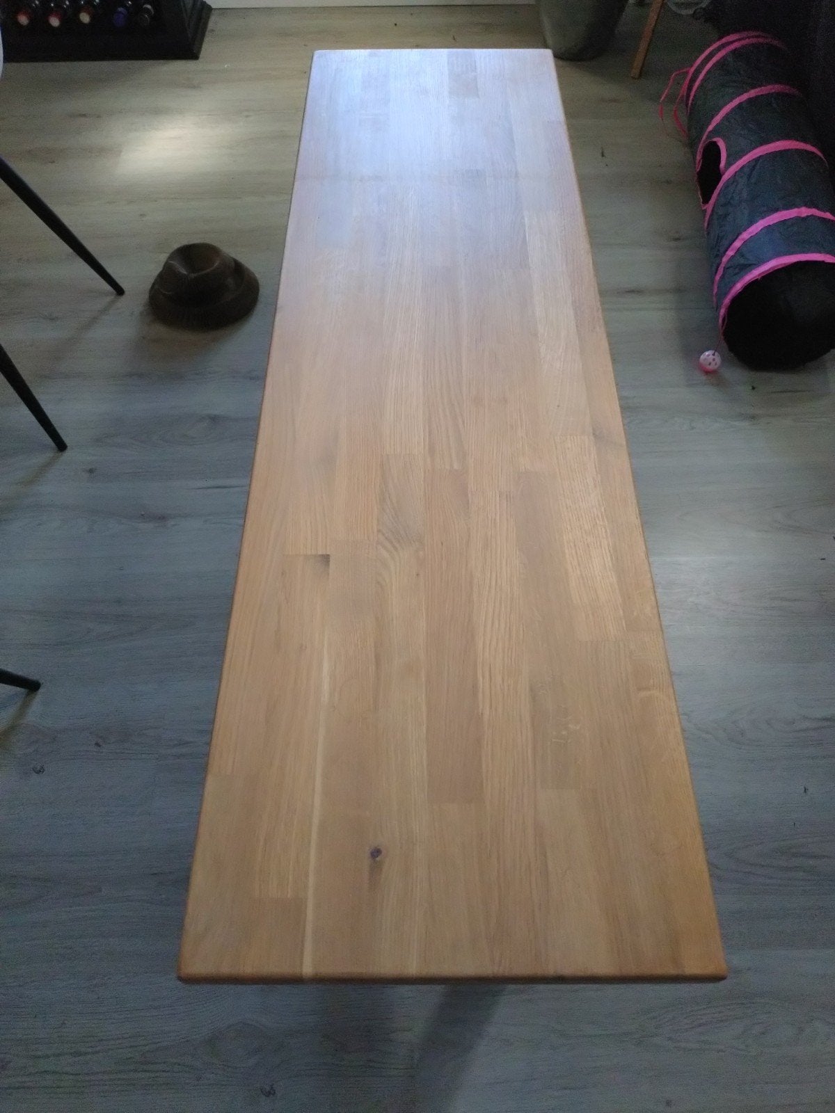 Massief eikenhouten bankje of side table, Ophalen, 100 tot 150 cm, Eikenhout, Gebruikt