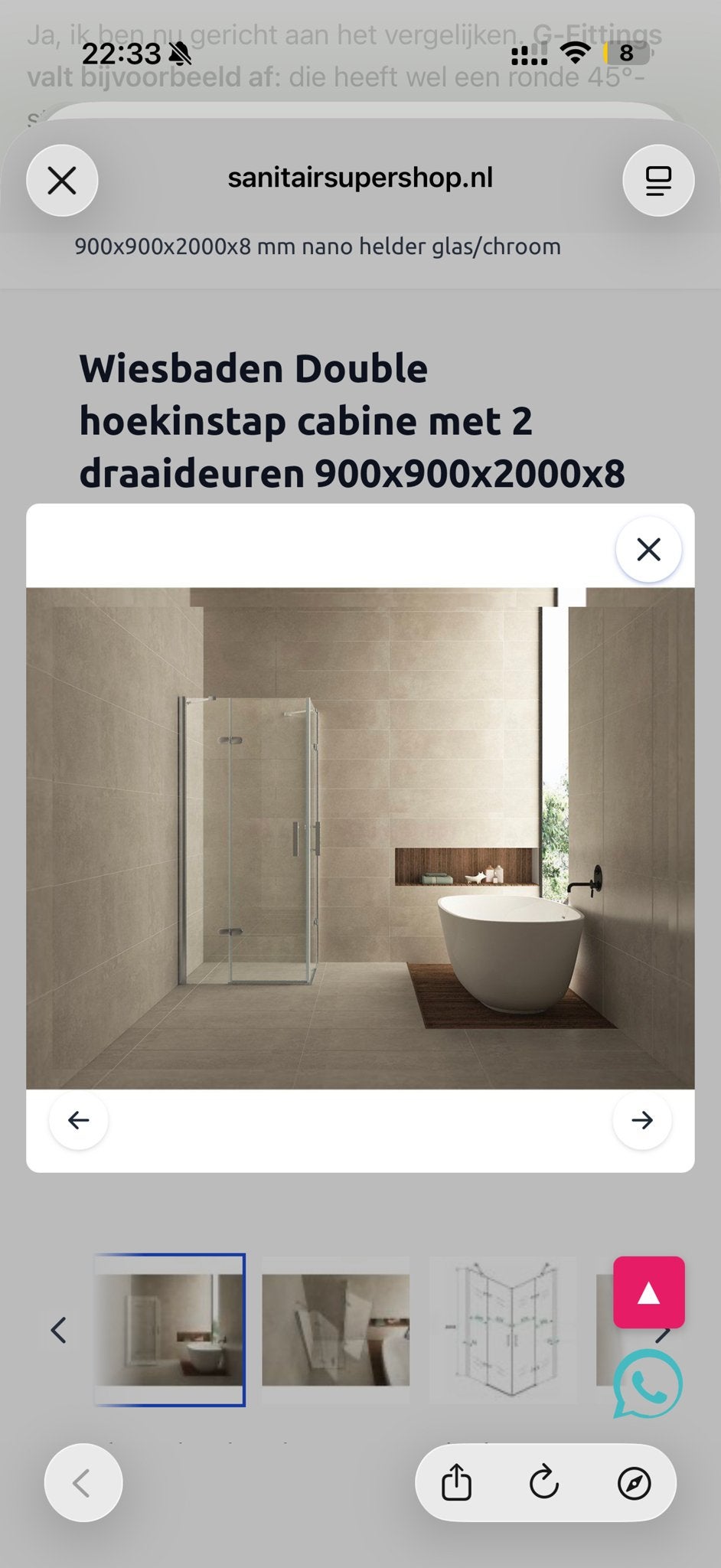 Wiesbaden en Grohe thermostaat cabine 90x90x200cm, Ophalen, Gebruikt, Chroom, Douche
