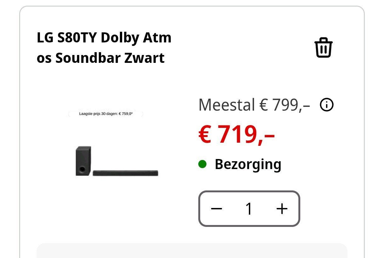 LG S80TY Dolby Atmos Soundbar Zwart, Audio, Tv en Foto, Soundbars, Ophalen of Verzenden, Met externe subwoofer, Nieuw