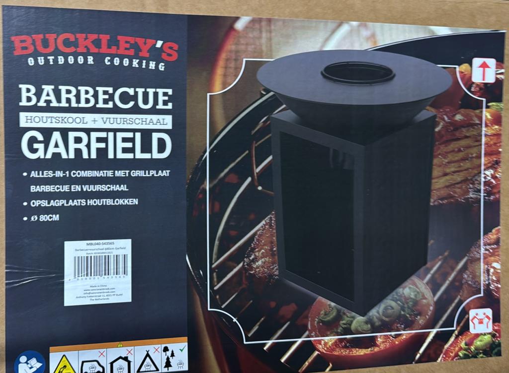 Buckley's Garfield Barbecue & Vuurkorf Ø80cm, Tuin en Terras, Ophalen of Verzenden, Nieuw