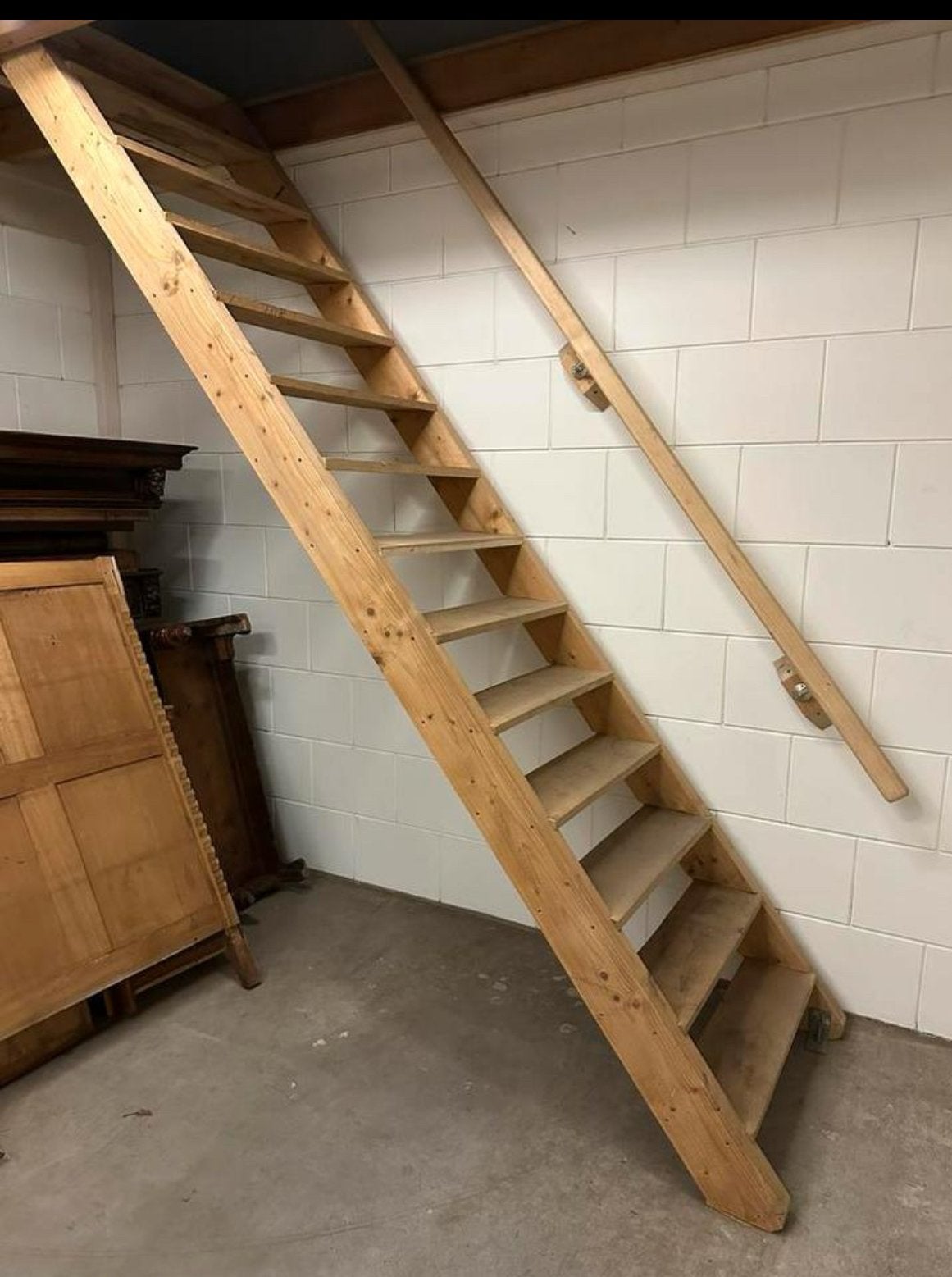 Eiken houten trap - Hoogte 305 cm, Breedte 93 cm, Ophalen, Gebruikt, Trap, 2 tot 4 meter
