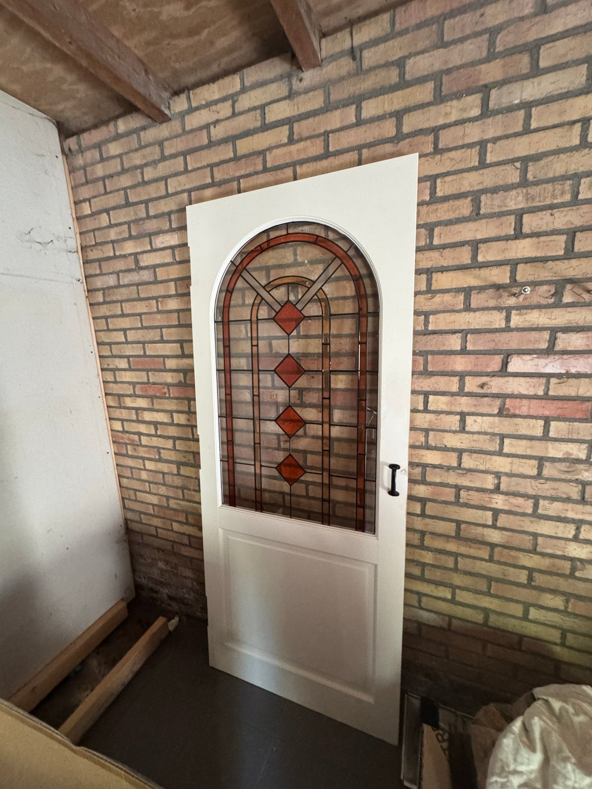 Deur met prachtig glas in lood - 83,5x200 cm, Ophalen, Gebruikt, 80 tot 100 cm, Binnendeur