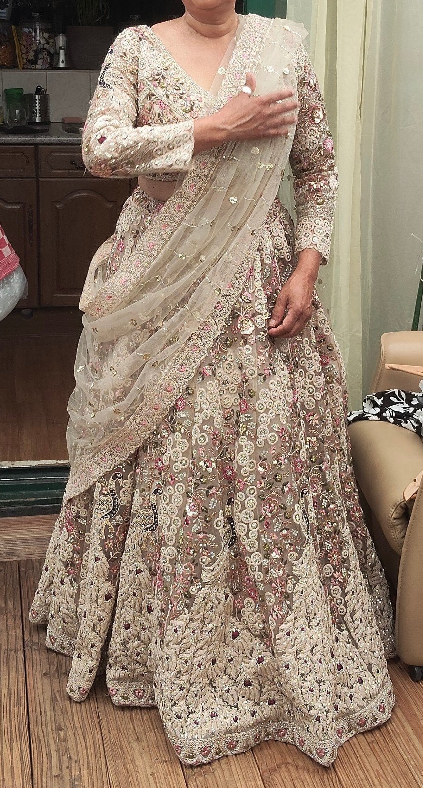 Prachtige Indiase Lehenga Choli - Feestelijke Outfit, Overige typen, Meerkleurig, Ophalen, Maat 38/40 (M)