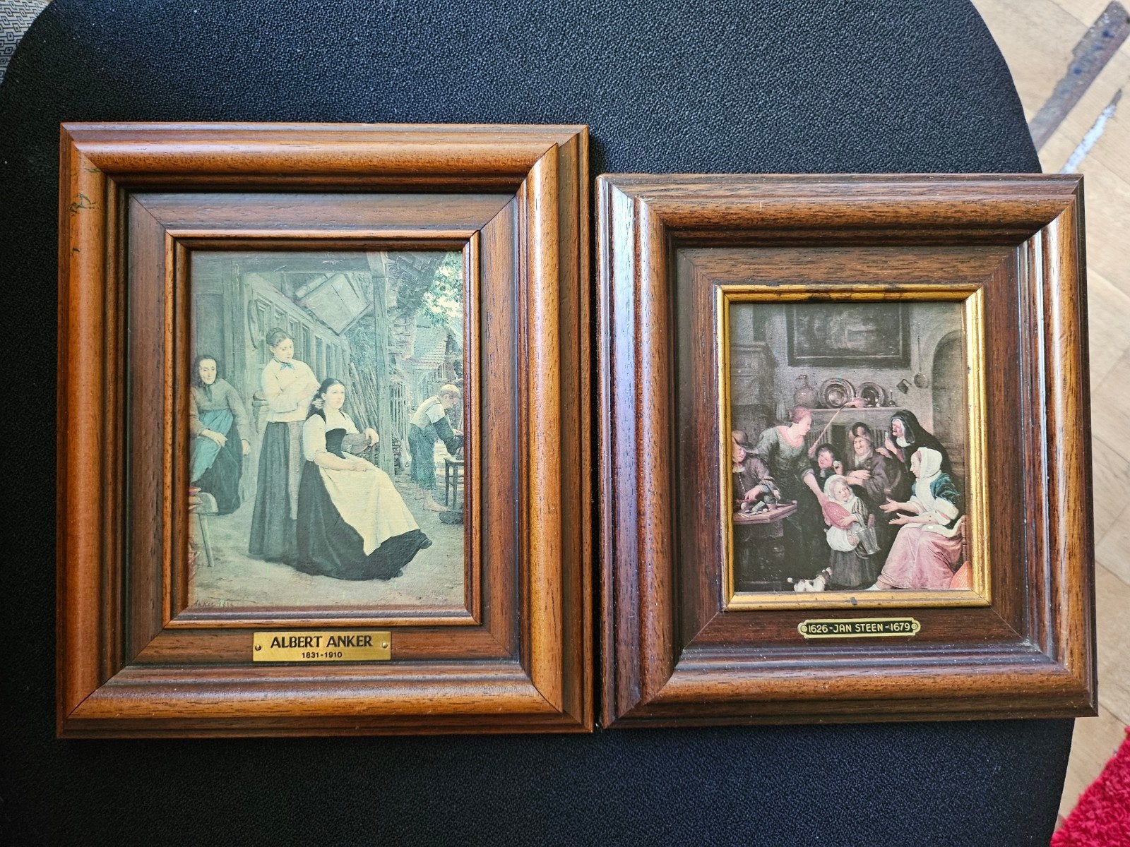 Twee ingelijste reproducties: Jan Steen en Albert Anker, Ophalen of Verzenden