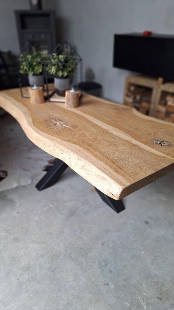 Boomstamtafel, Huis en Inrichting, Tafels | Salontafels, Zo goed als nieuw, 50 tot 100 cm, 150 tot 200 cm, Overige vormen, Overige houtsoorten