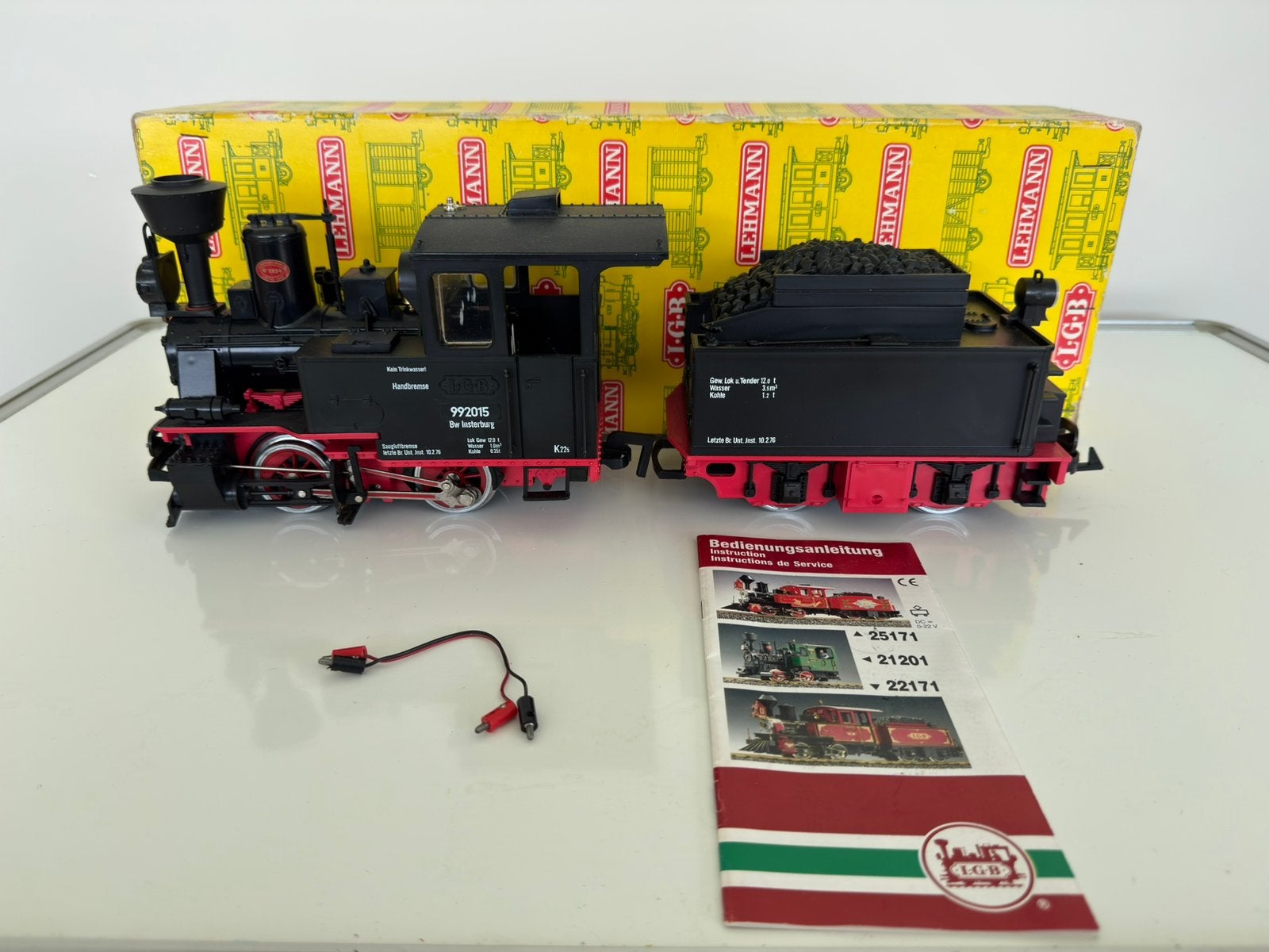 LGB 2015 stoomlocomotief met tender, spoor G. In OVP, Gebruikt, Ophalen of Verzenden, LGB, Analoog