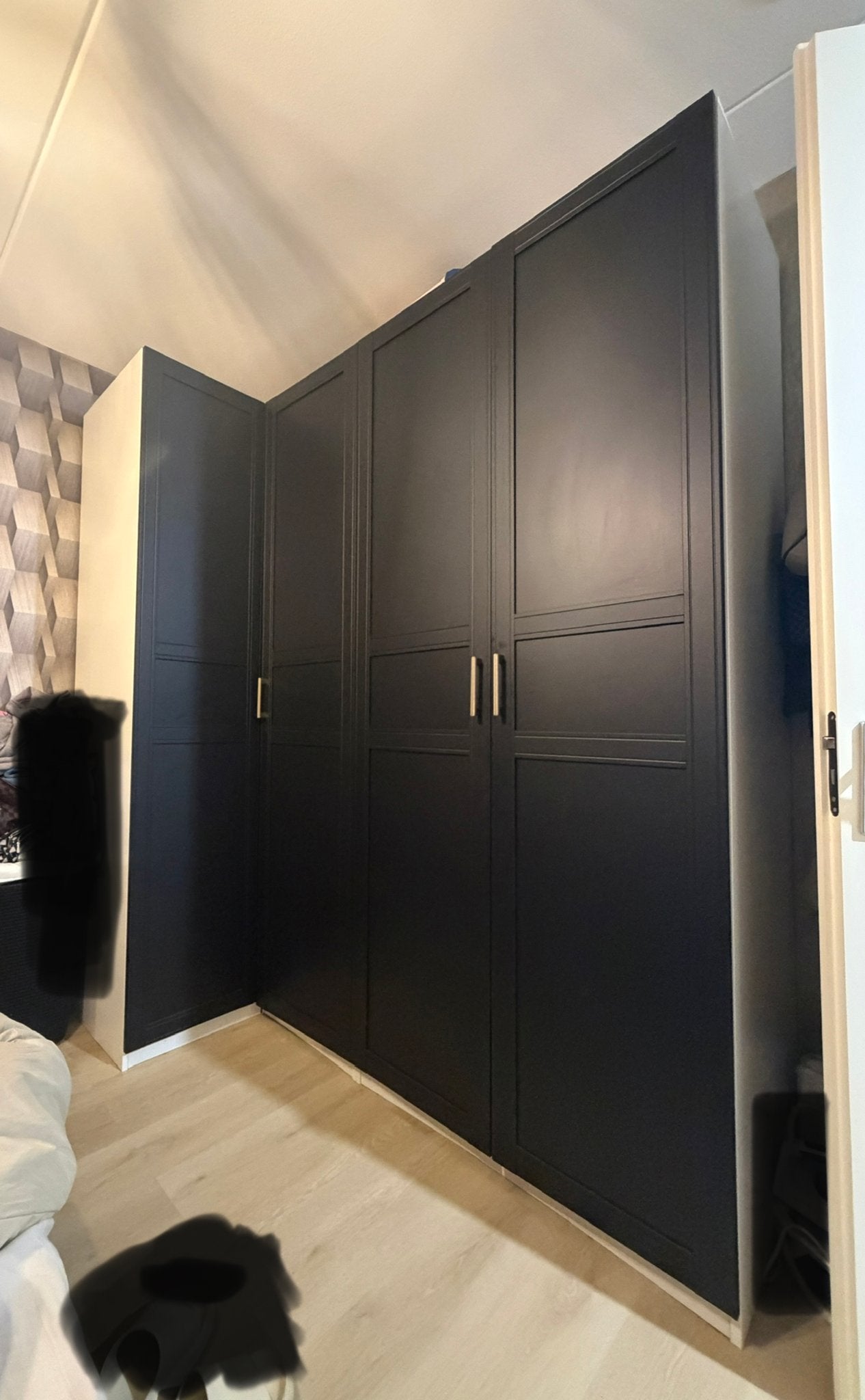 4 Ikea kastdeuren FLISBERGET deuren, antraciet,, 200 cm of meer, 150 tot 200 cm, Ophalen of Verzenden, Zo goed als nieuw