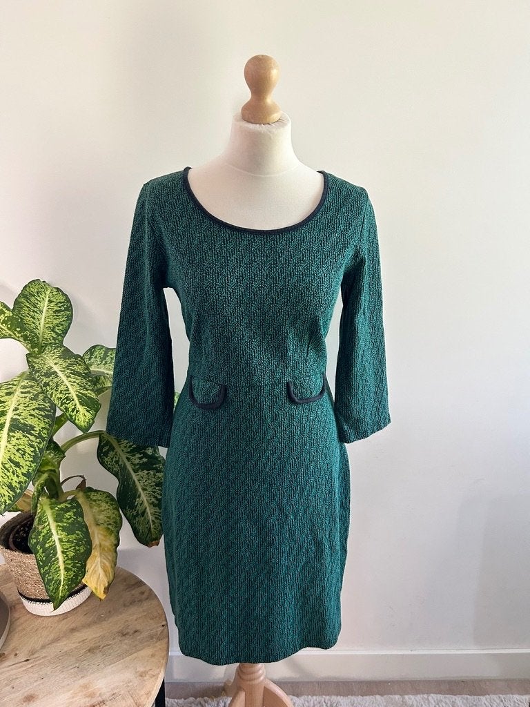 King Louie maat L groene retro najaar jurk 3466, Kleding | Dames, Maat 42/44 (L), Ophalen of Verzenden, Zo goed als nieuw, Knielengte