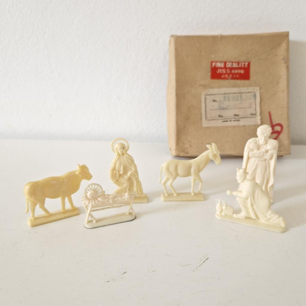 Vintage kerststal margarine beeldjes Kerst groep vintage, Ophalen of Verzenden, Huis en Inrichting