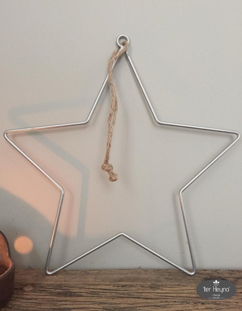 Metalen zilveren ster 28 38 50 cm kerst zilver stoer sober, Verzenden, Nieuw, Zilver, Metaal