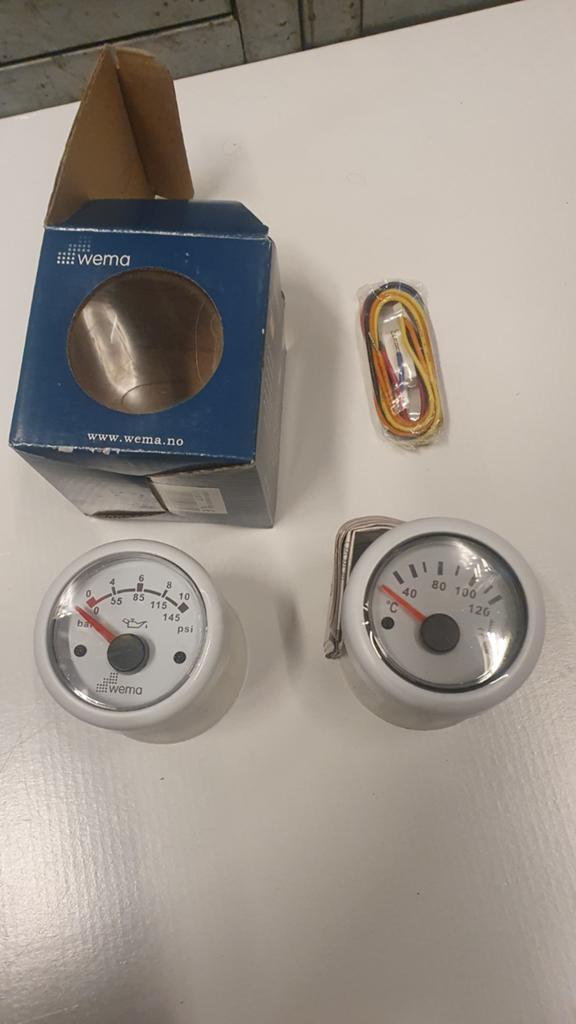 Wema Oliedruk & Watertemperatuur Meters 52mm 12V, Ophalen, Motor en Techniek, Zeilboot of Motorboot