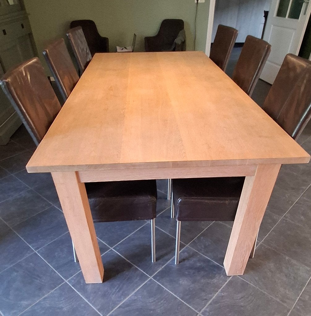 Eettafel licht eiken, Huis en Inrichting, Tafels | Eettafels, Ophalen, Gebruikt, Eikenhout, 200 cm of meer