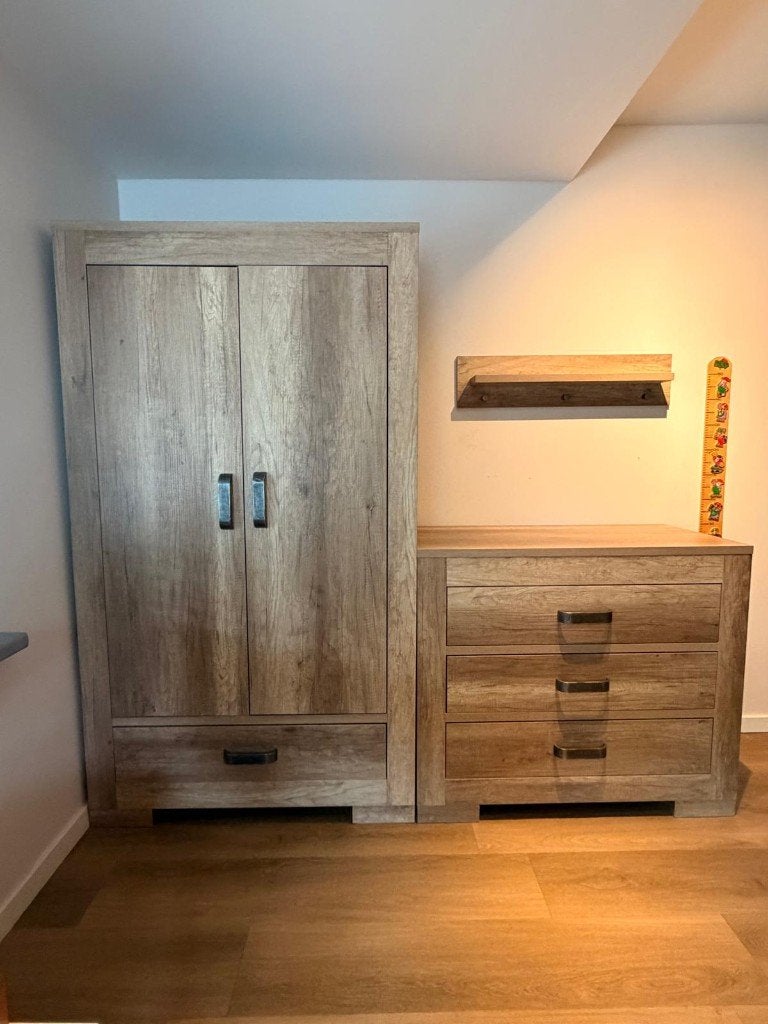 Kidsmill Brent Oldwood grijs kledingkast, commode, plankje, Ophalen, Kast, 50 tot 70 cm, 105 cm of meer