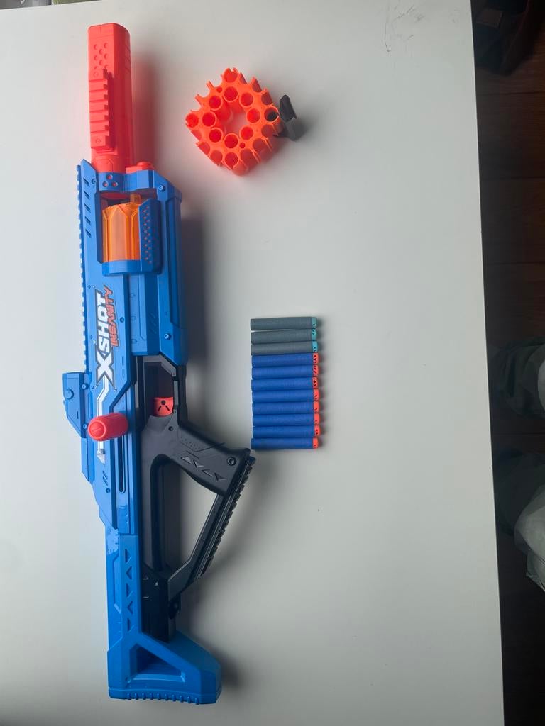 X-Shot Insanity Mad Mega Barrel Blaster met Darts, Ophalen of Verzenden, Gebruikt