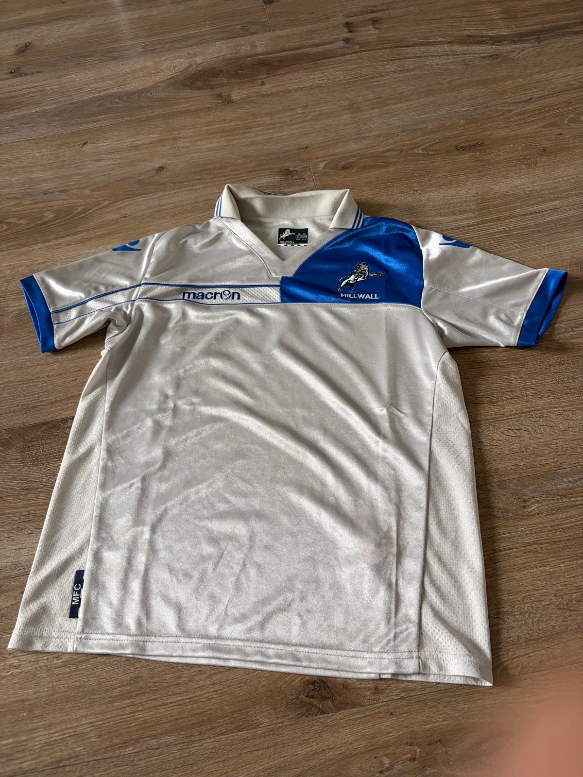 Millwall Macron voetbalshirt - Wit/Blauw - Maat XS, Wit, Ophalen of Verzenden, Zo goed als nieuw, Voetbal