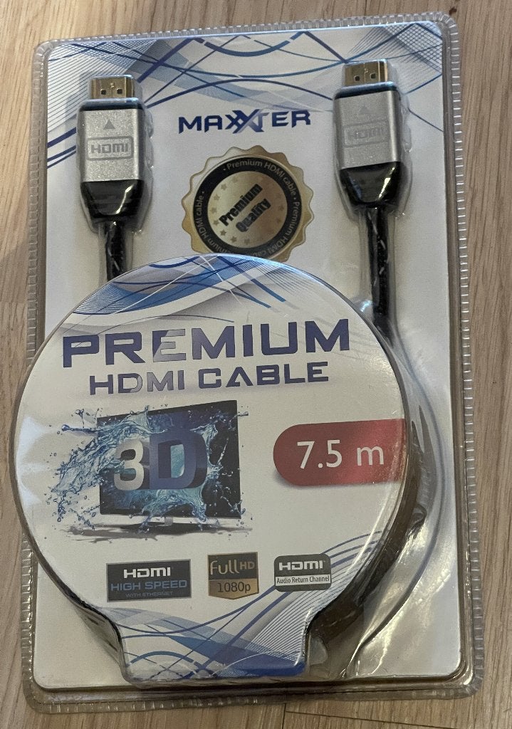 Maxxter Premium HDMI kabel 7,5m, 4K (nieuw), Audio, Tv en Foto, Ophalen, Nieuw, 5 tot 10 meter, HDMI-kabel