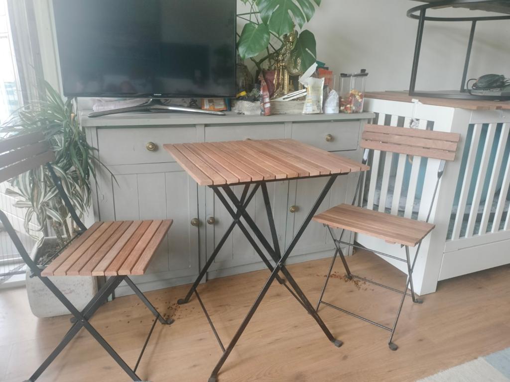 Mooie hardhouten bistrosetje, Bijzettafel, Hardhout, Nieuw, Tuinset