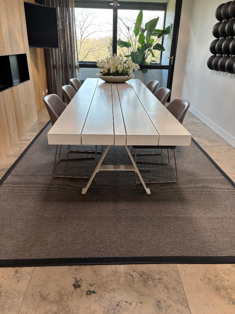 Witte Massimo eetkamertafel, Huis en Inrichting, Tafels | Eettafels, Zo goed als nieuw, 50 tot 100 cm, 200 cm of meer, Vijf personen of meer