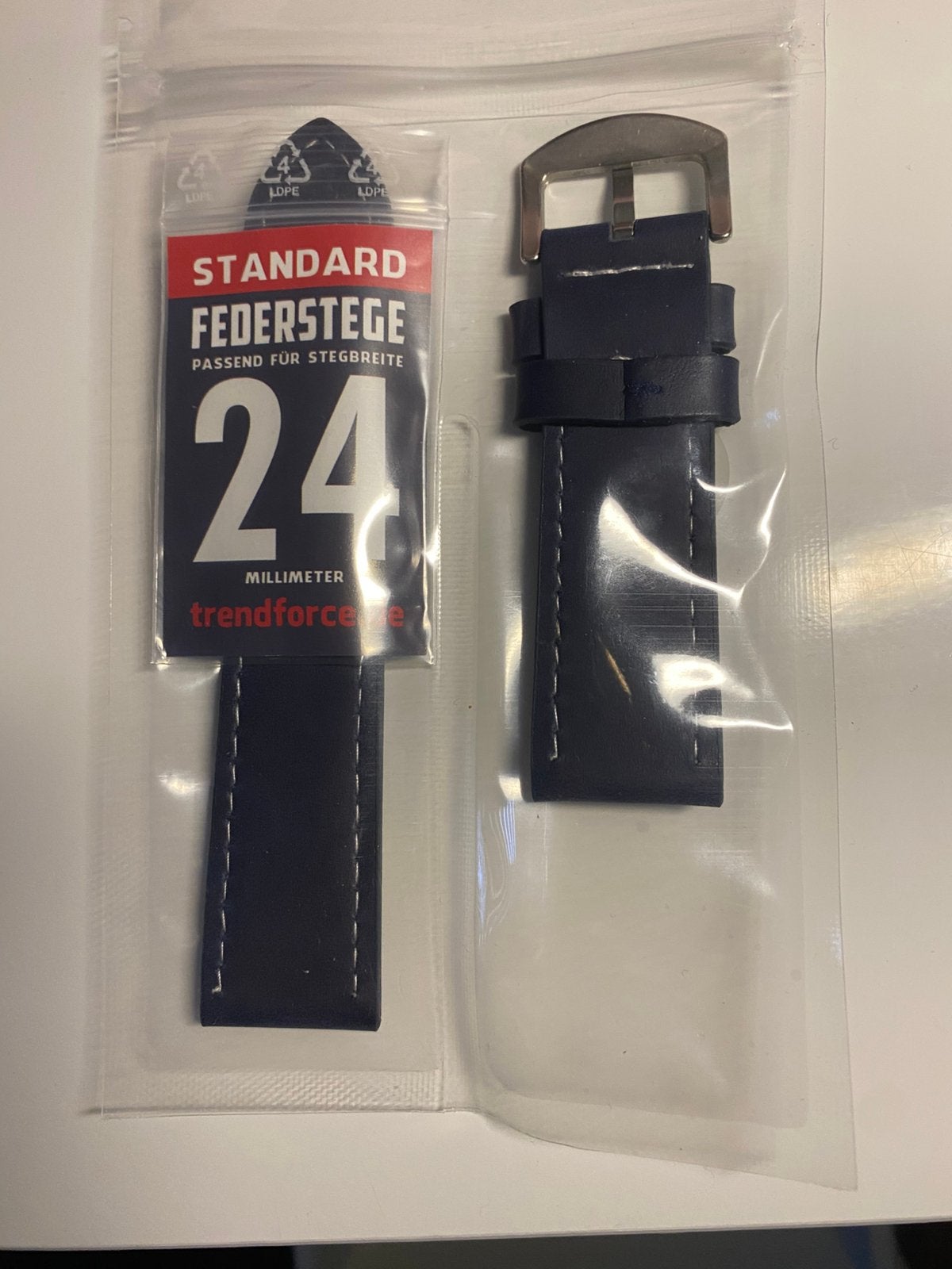 Horlogeband leder, Ophalen of Verzenden, Nieuw, Blauw