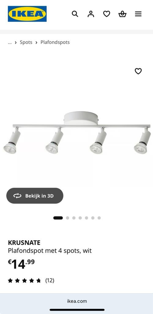 IKEA KRUSNATE plafondspot 4 spots – nieuw/open doos, Huis en Inrichting, Lampen | Spots, Ophalen, Nieuw, Metaal of Aluminium